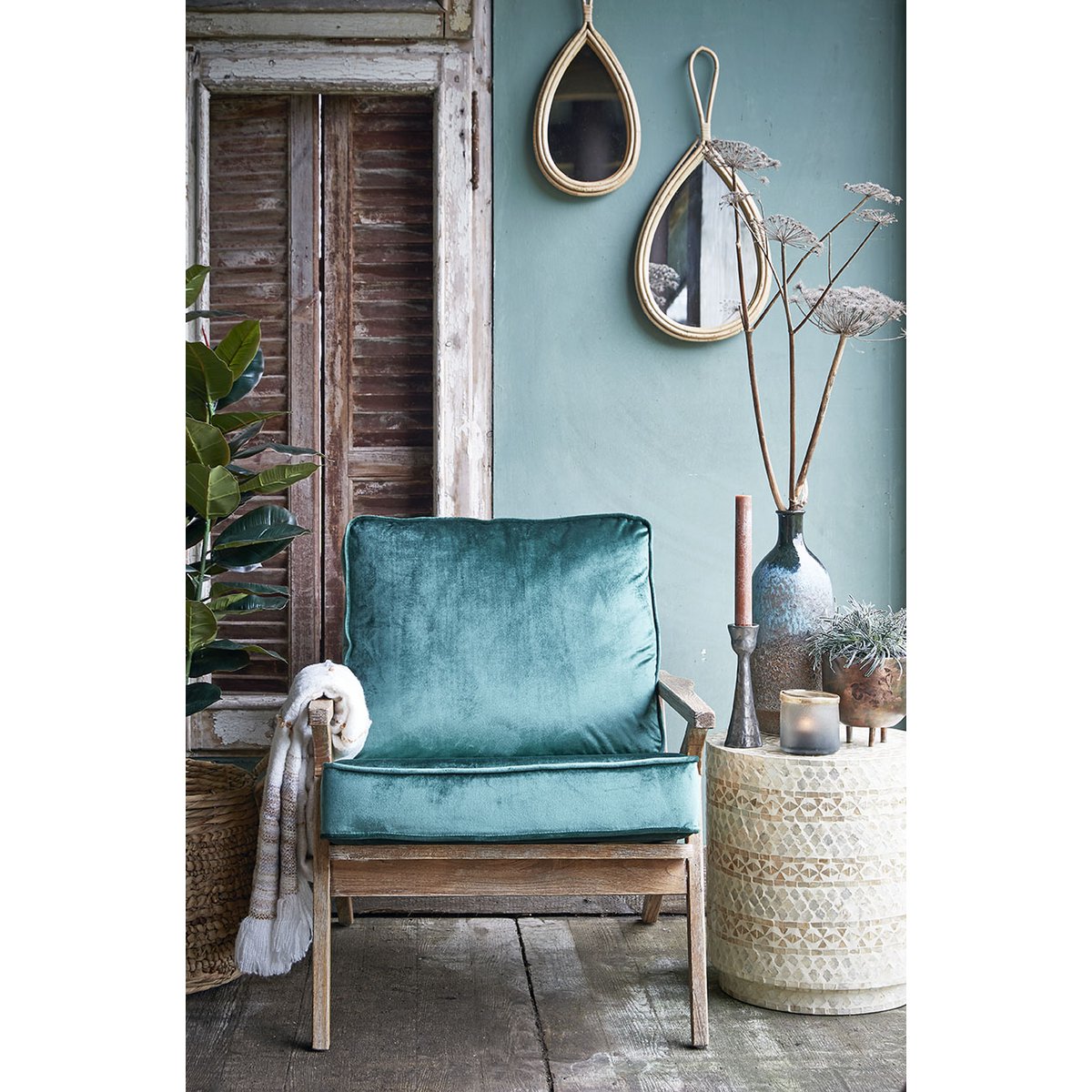 Rainier Wandspiegel - L28 x H59 cm - Rotan - Bruin