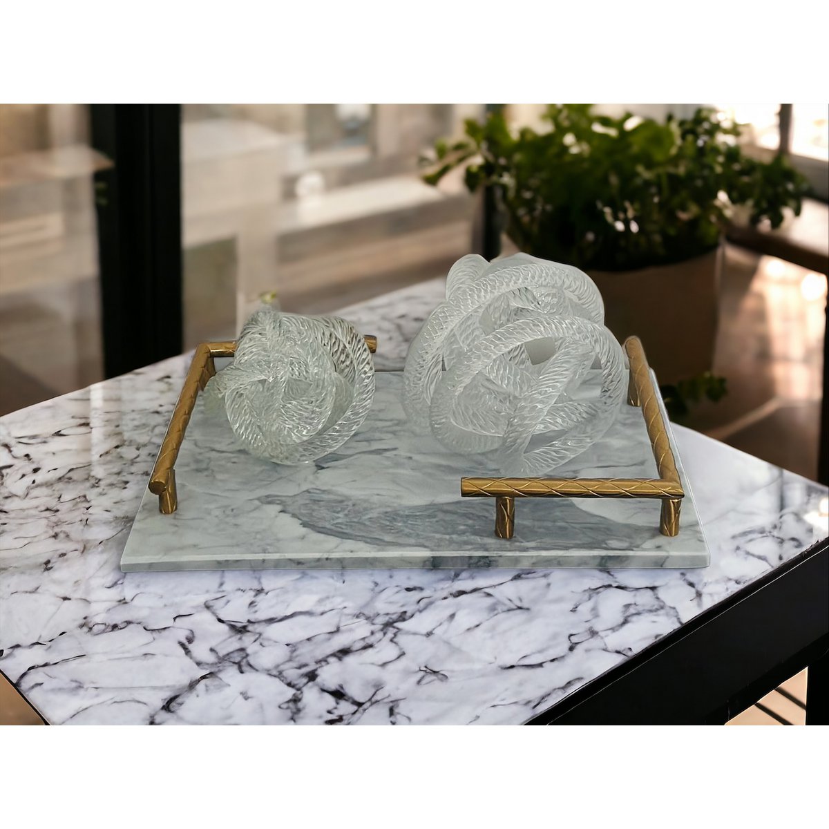 Middelgrote geknoopte glazen sculptuur (M) Diameter: 15 cm