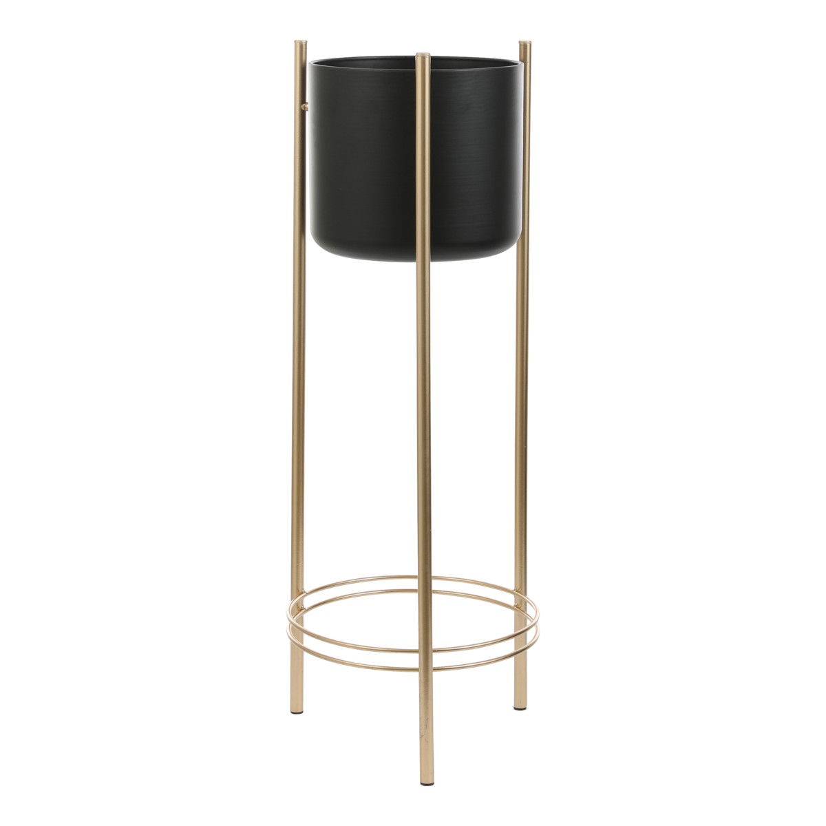 Sverre Bloempot op Standaard - H81 x Ø27 cm - Zwart, Goud