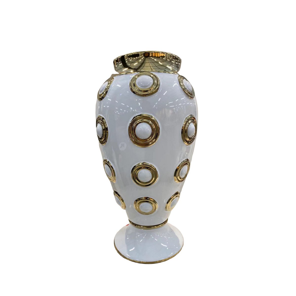 Gouden grote vaas met 4 cirkels H46cm (CV11617-17WIT)