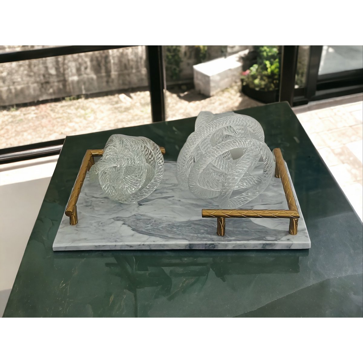 Middelgrote geknoopte glazen sculptuur (M) Diameter: 15 cm