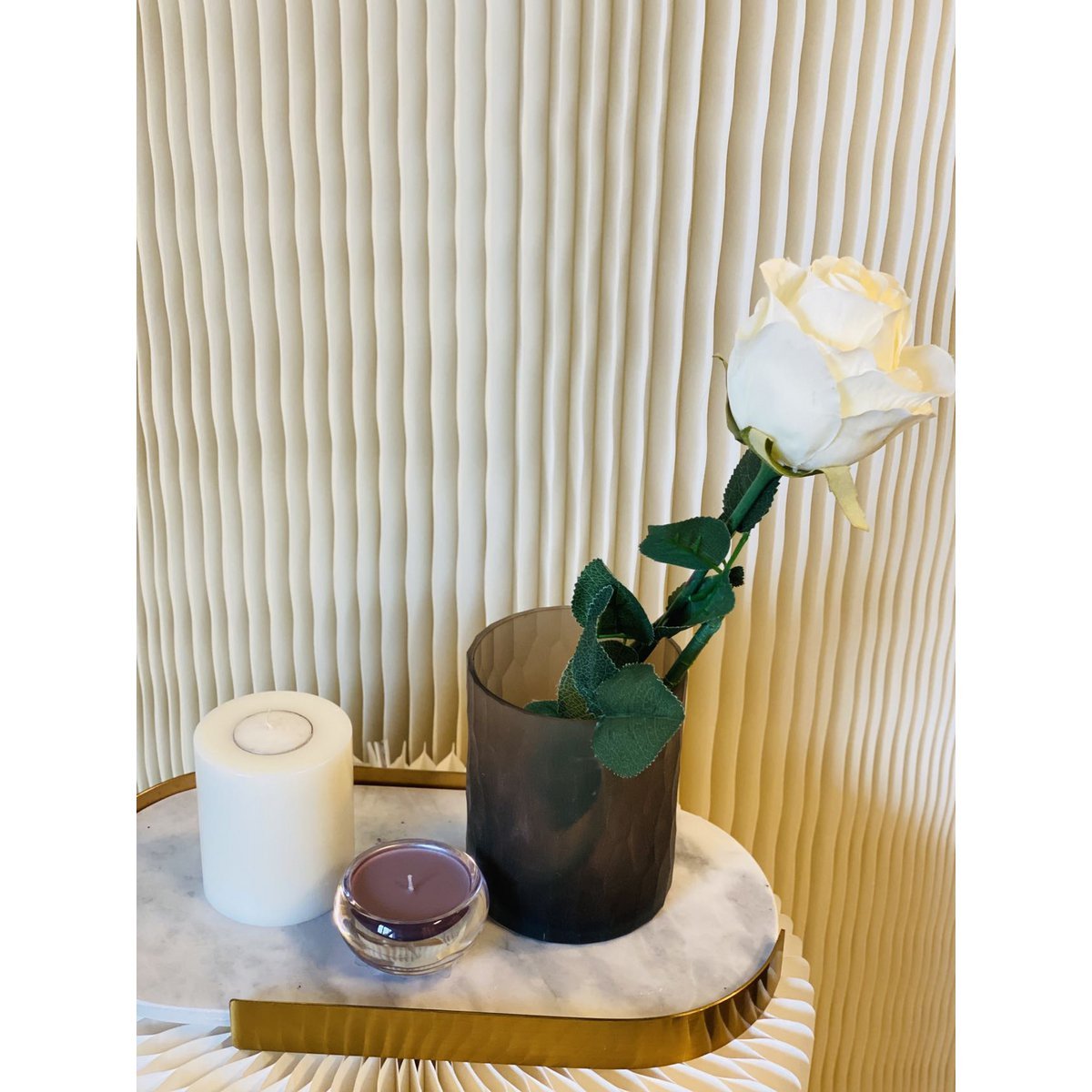 THEELICHTHOUDER (handgeslepen glazen pot)