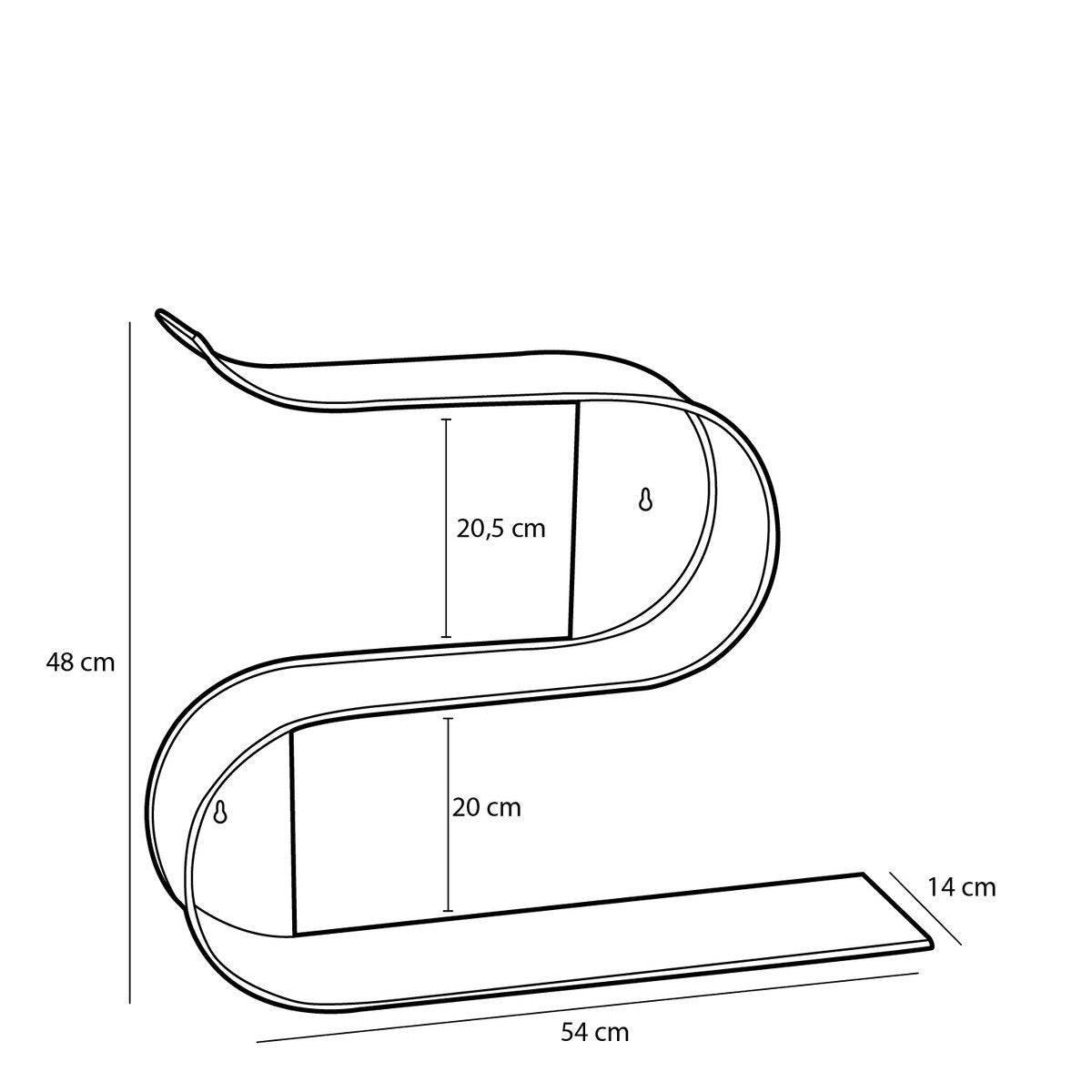Fenna Wandplank - L54 x B14 x H48 cm - Metaal - Roze
