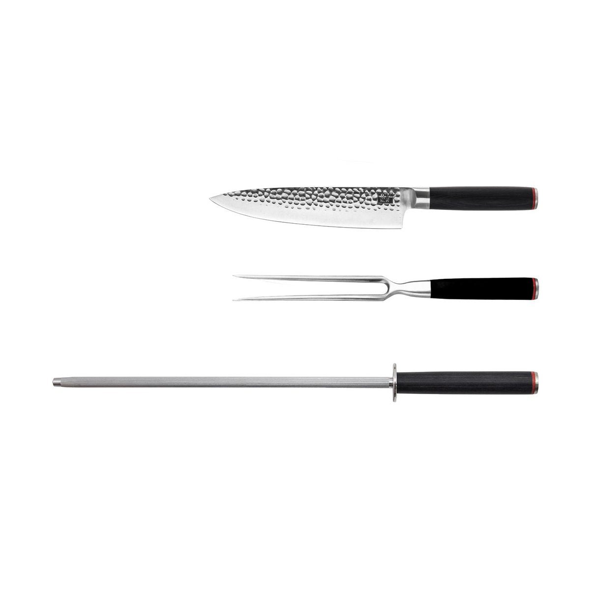 Messen- en keukenaccessoireset - De BBQ-set: Gyuto (koksmes) + vleesvork + aanzetstaal