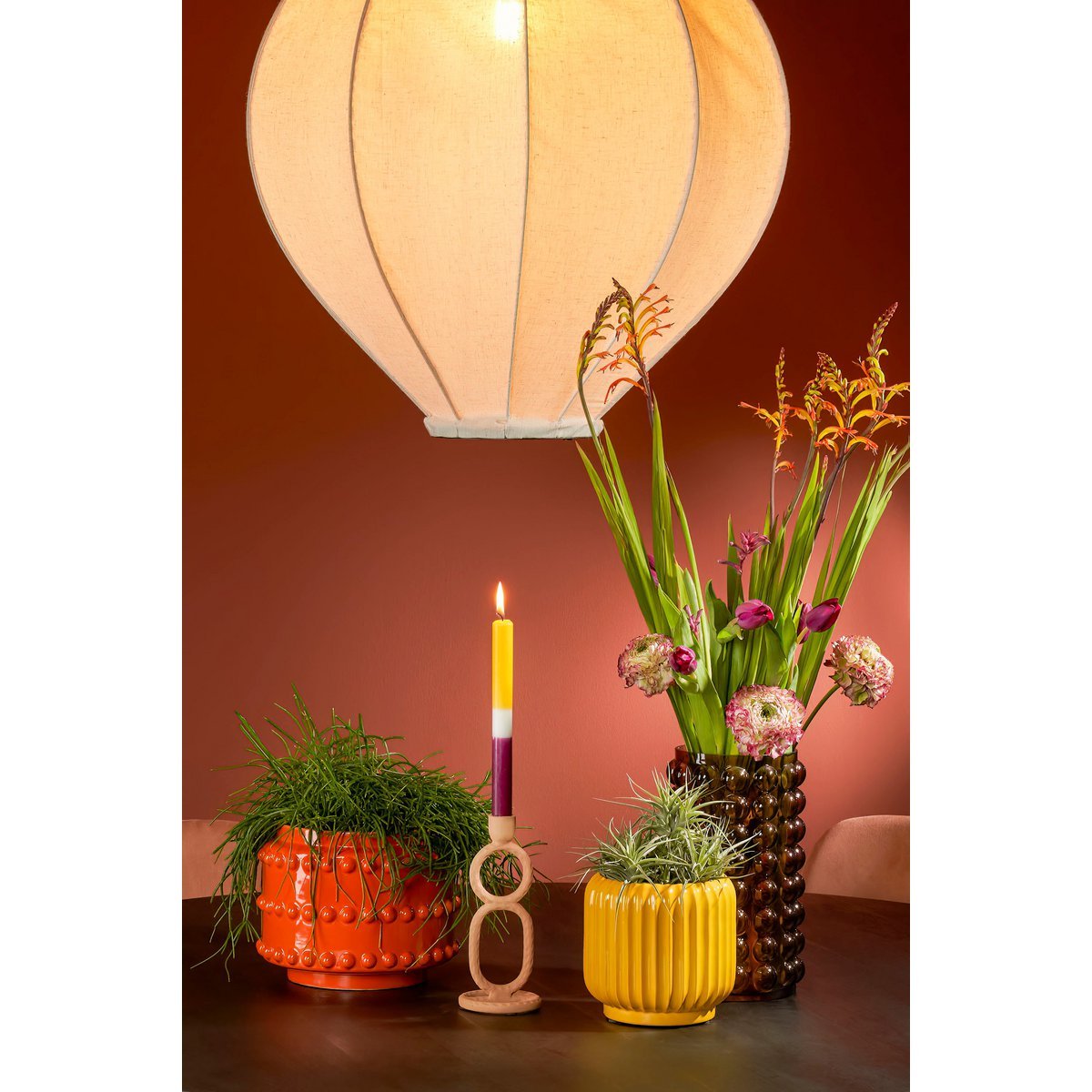 Yukon Kandelaar - H22 x Ø9 cm - Metaal - Terra