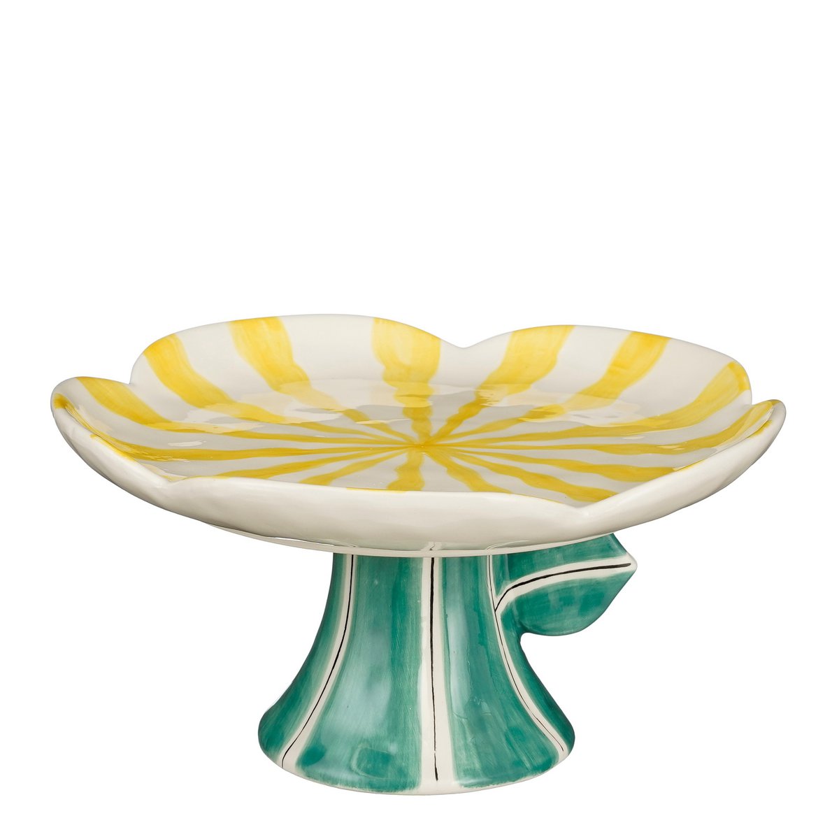 Taartplateau Bloem - H10,5 x Ø21 cm - Dolomiet - Geel