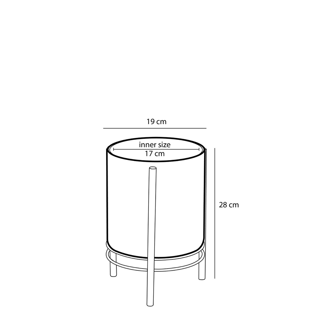 Sverre Bloempot op Standaard - H28 x Ø19 cm - Zwart, Goud
