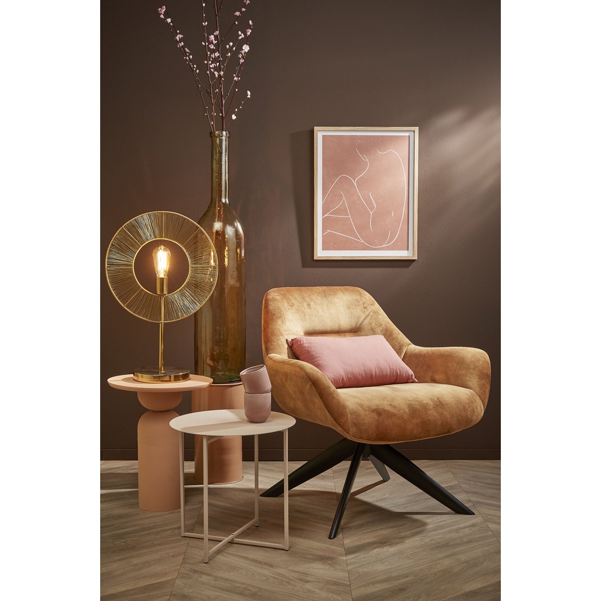 Mikki Bijzettafel - H40 x Ø40 cm - Metaal - Oud Roze