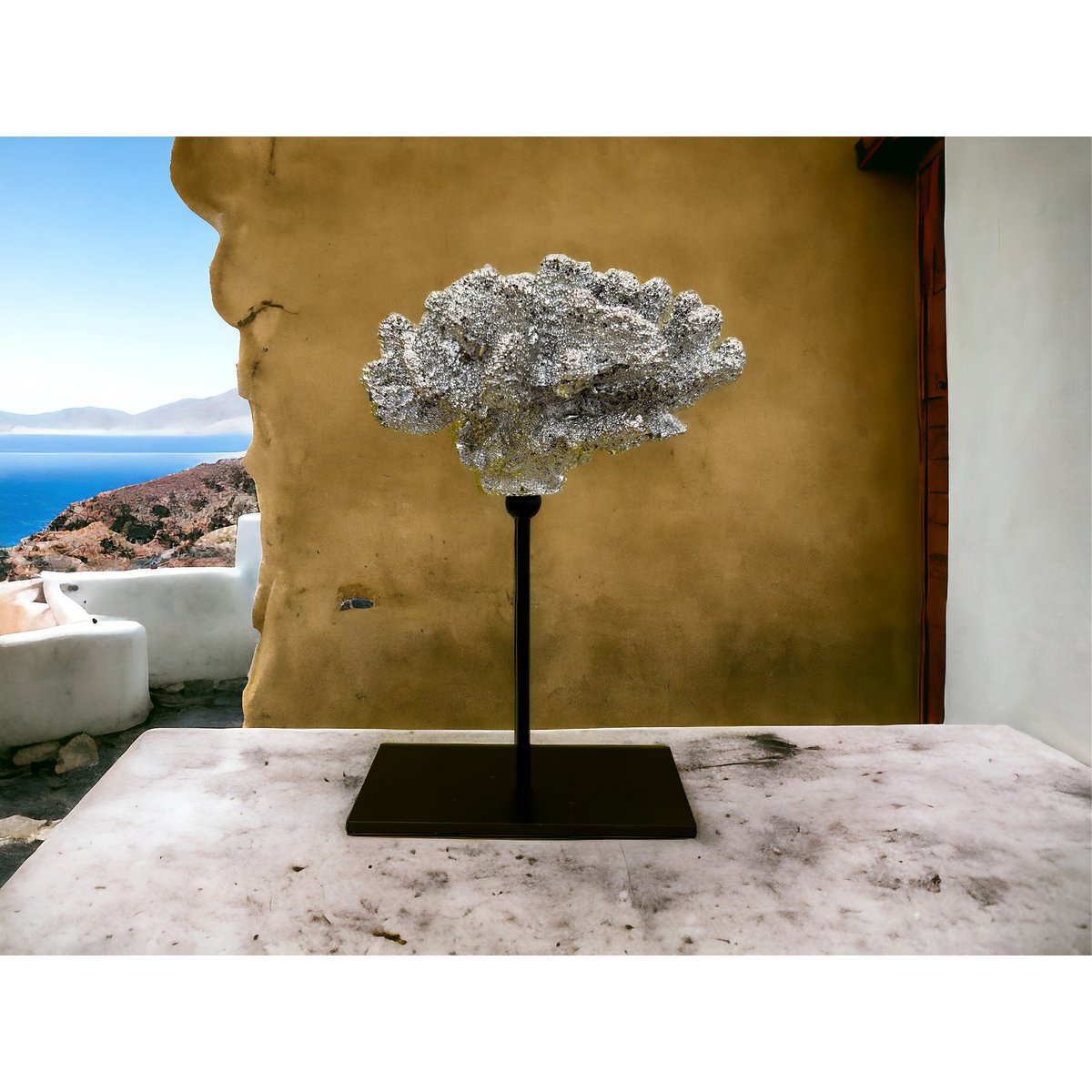 Koraal met metalen standaard ( champagnekleur) | Decoratief Koraal