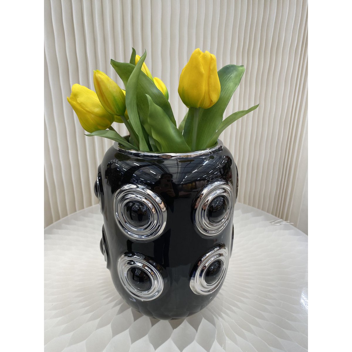 Golden 2 Circle Vase（CV11617-9zwart)zwart