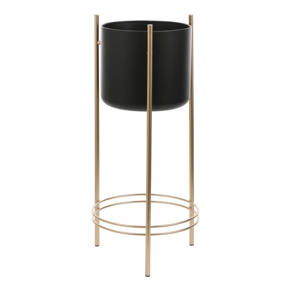 Sverre Bloempot op Standaard - H66 x Ø27 cm - Zwart, Goud