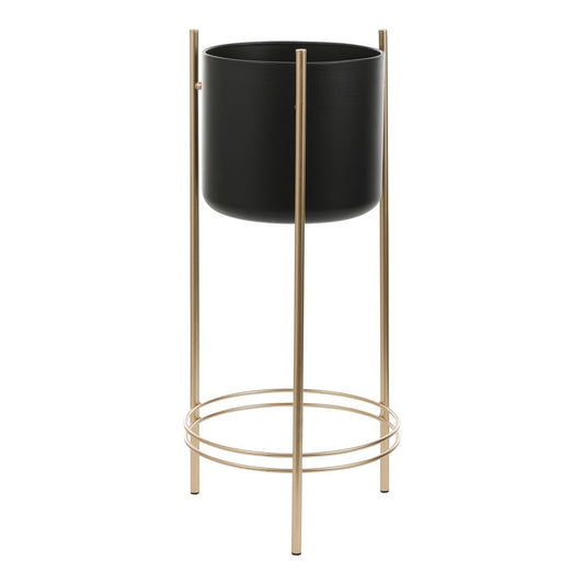 Sverre Bloempot op Standaard - H66 x Ø27 cm - Zwart, Goud