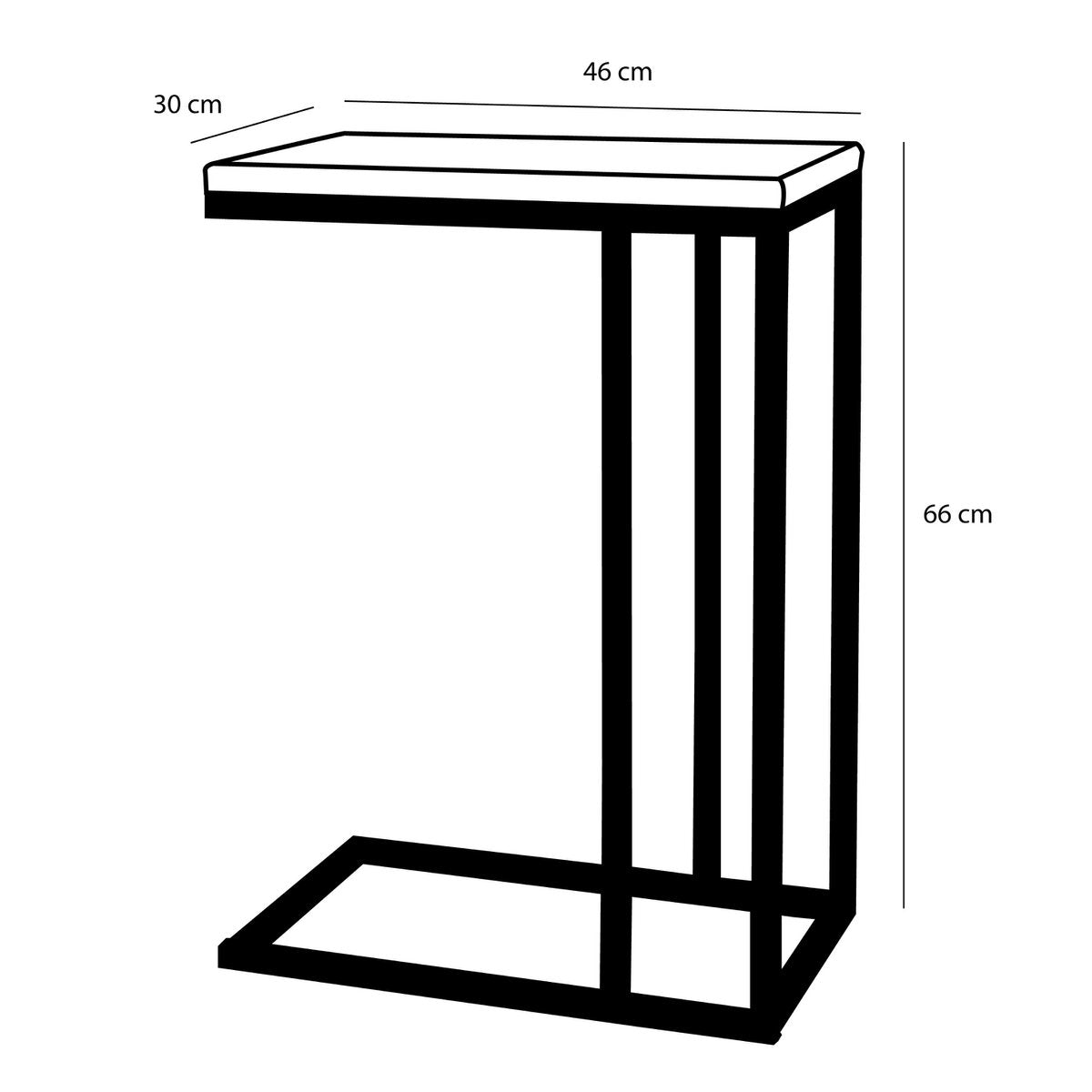Oskar Bijzettafel - L46 x B30 x H66 cm - Hout, Metaal - Zwart