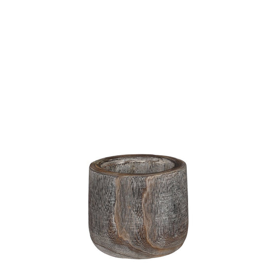 Boris Bloempot - H16 x Ø19 cm - Paulownia Hout - Donkerbruin