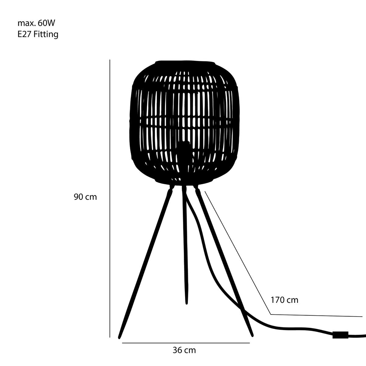 Figo Vloerlamp - H90 x Ø36 cm - Bamboe - Bruin