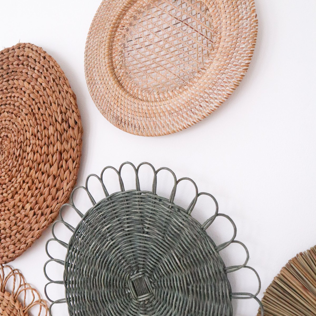 Tropische wanddecoratieset 6 gemengde stukken PENIDA Boho Decor Handgeweven van natuurlijke materialen