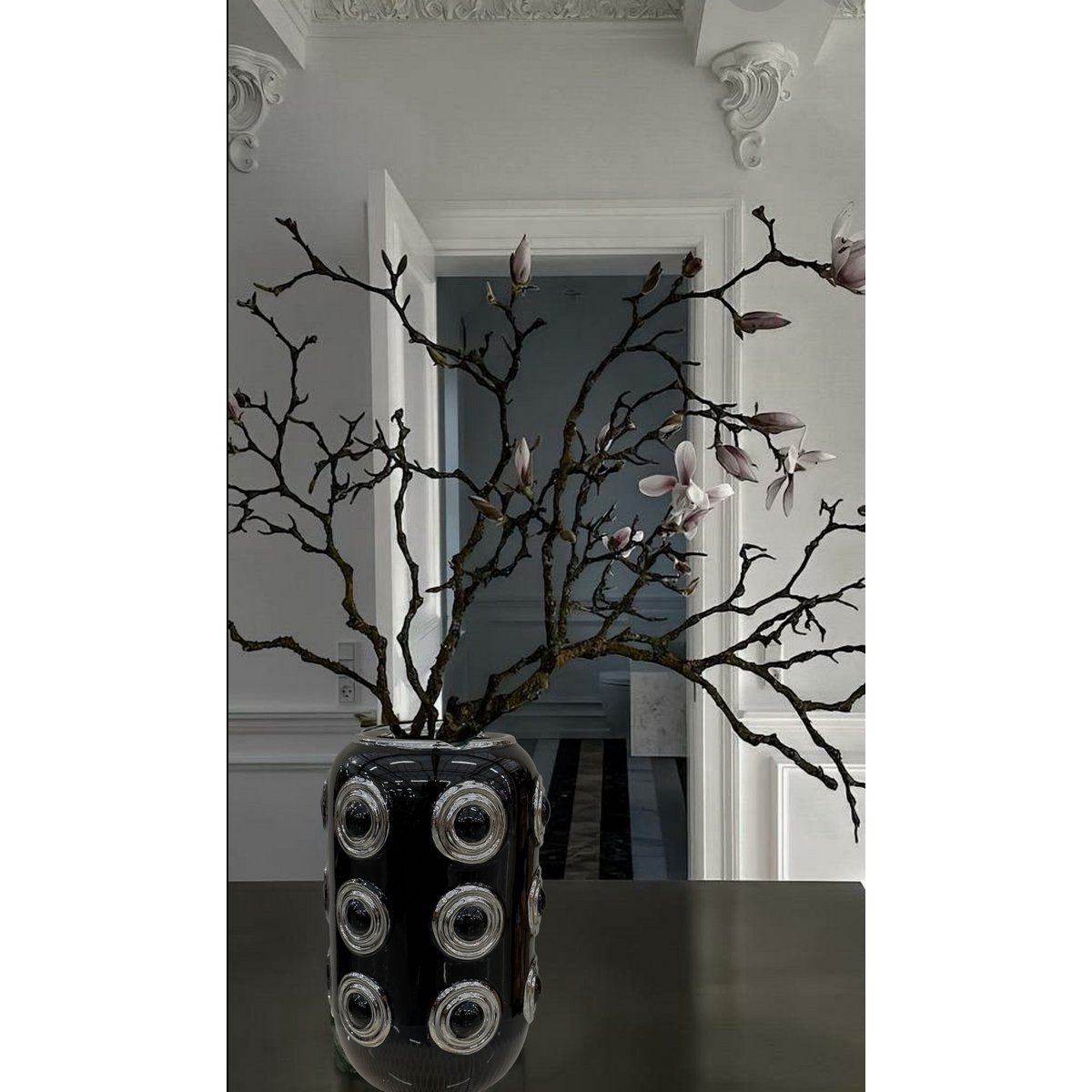 Witgouden vaas met 3 cirkels (CV11617-12ZWART zwart)