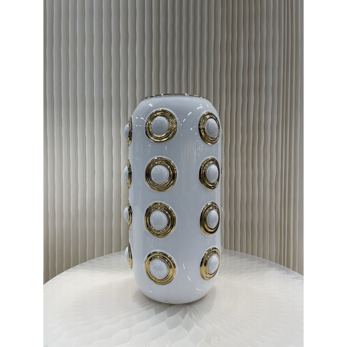 Gouden vaas met 4 cirkels | Decoratieve Vaas