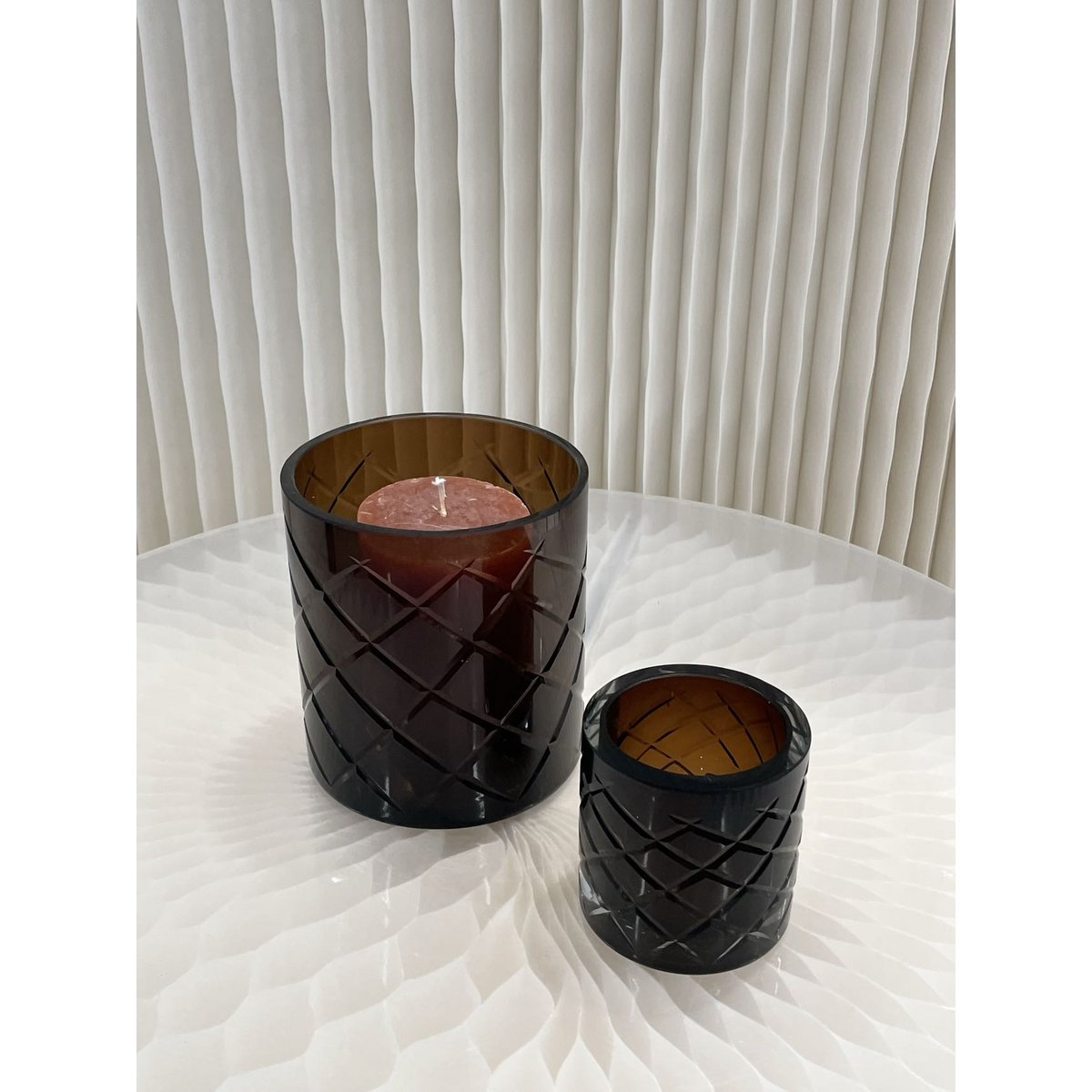 Hurricane Kristallen Lamp Windlicht Middelbruin (cc2101-140kristal-choc-middelgroot)