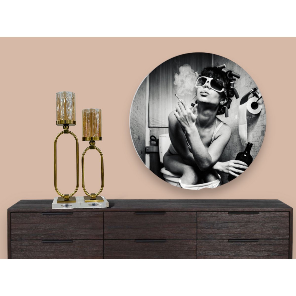 KANDELAAR | GLAS | GOUD ZH02 Grote maat: 12*50*8.5