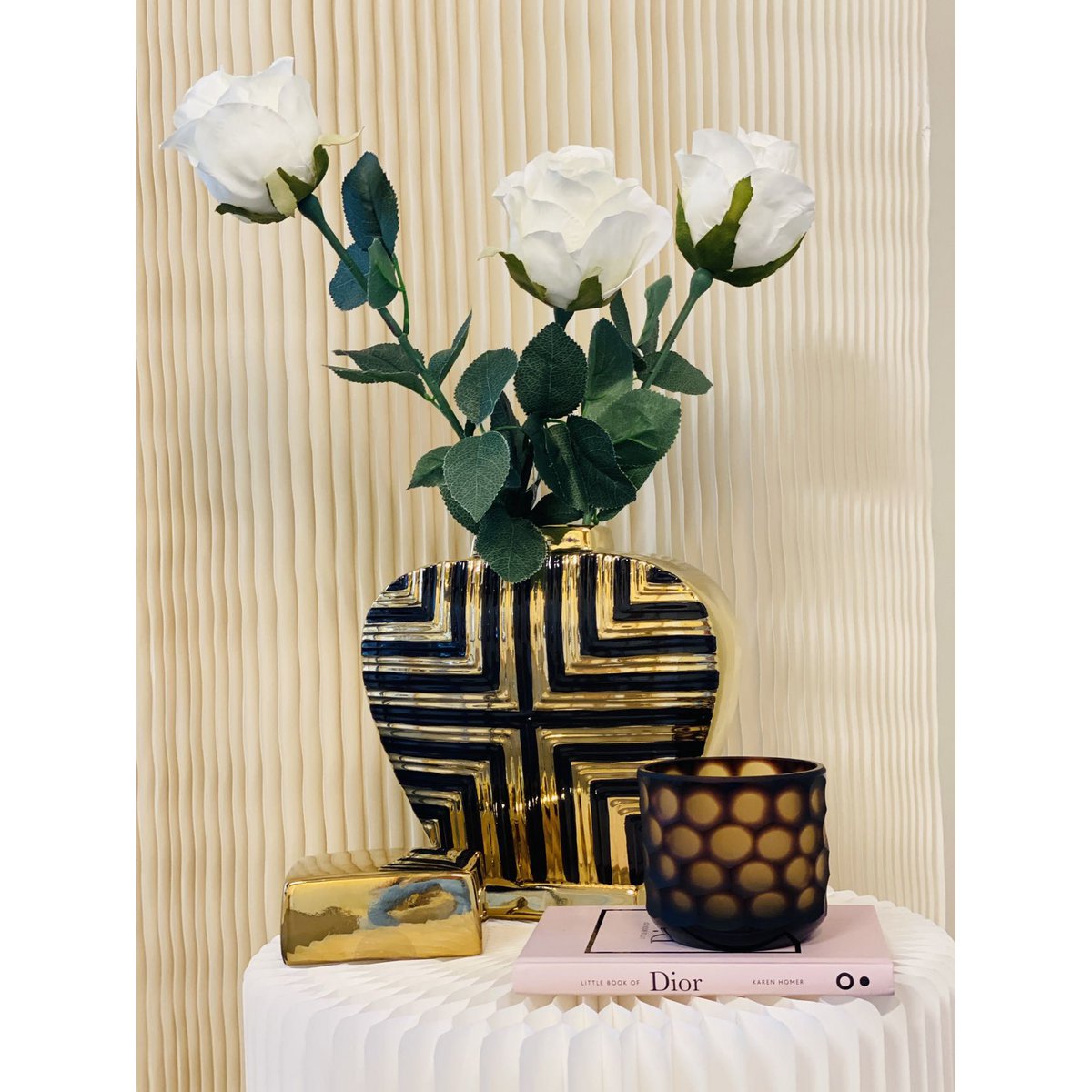 Vaas zwart met goud, klein | Decoratie