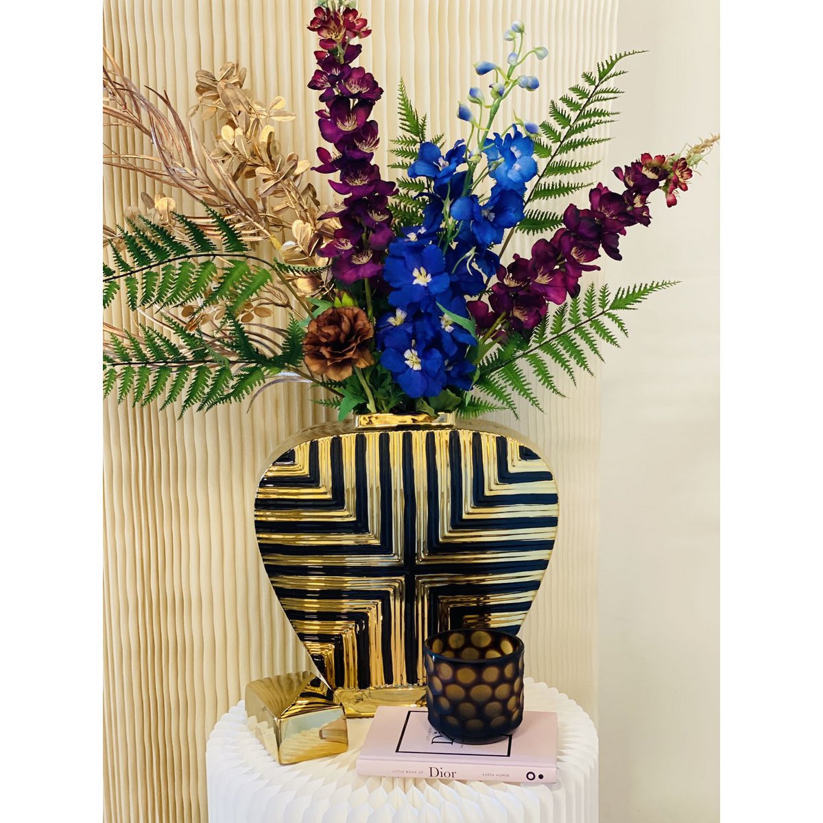 Vaas goud met zwart (L) | Decoratie