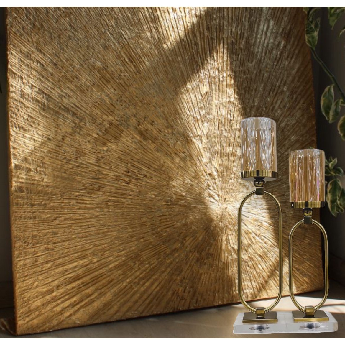 KANDELAAR | GLAS | GOUD ZH02 Grote maat: 12*50*8.5