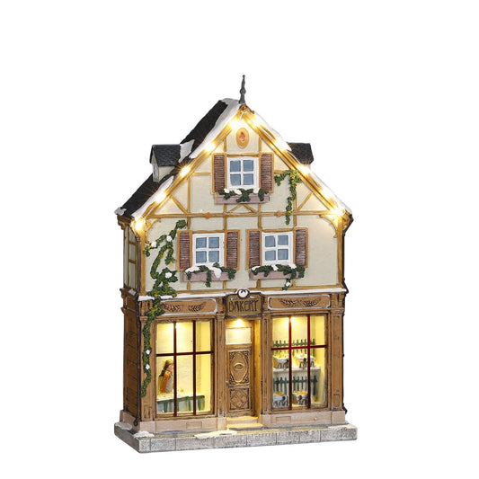 LuVille Kerstdorp Miniatuur Bakkerij - L17 x B7 x H27 cm