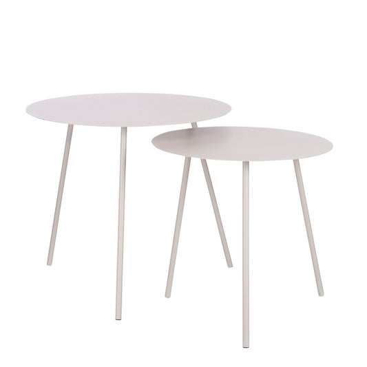 Pontus Bijzettafel - Set van 2 - H45 x Ø55 cm - Metaal - Beige