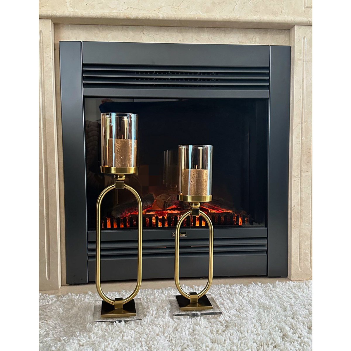 KANDELAAR | GLAS | GOUD ZH02 Grote maat: 12*50*8.5