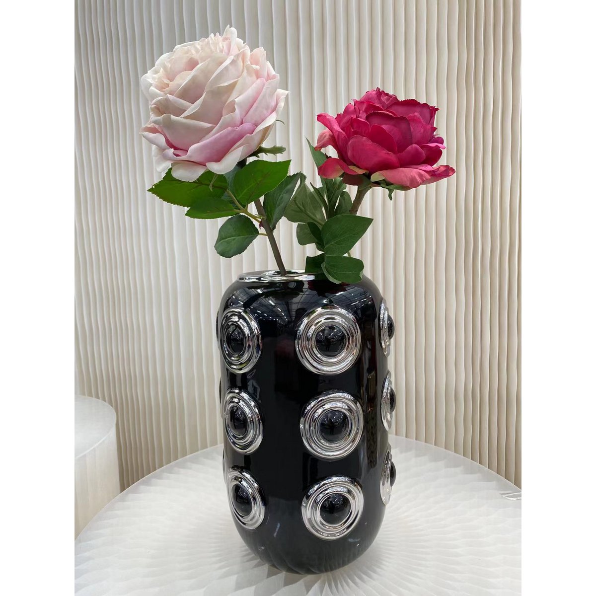 Witgouden vaas met 3 cirkels (CV11617-12ZWART zwart)