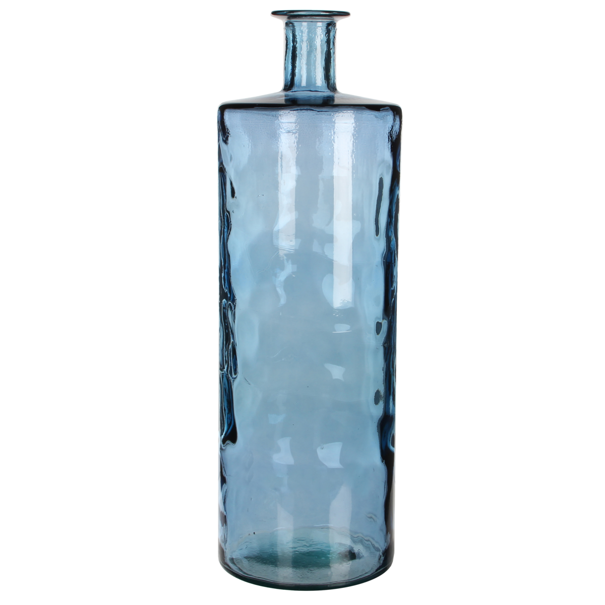 Guan Fles Vaas - H75 x Ø25 cm - Gerecycled Glas - Blauw