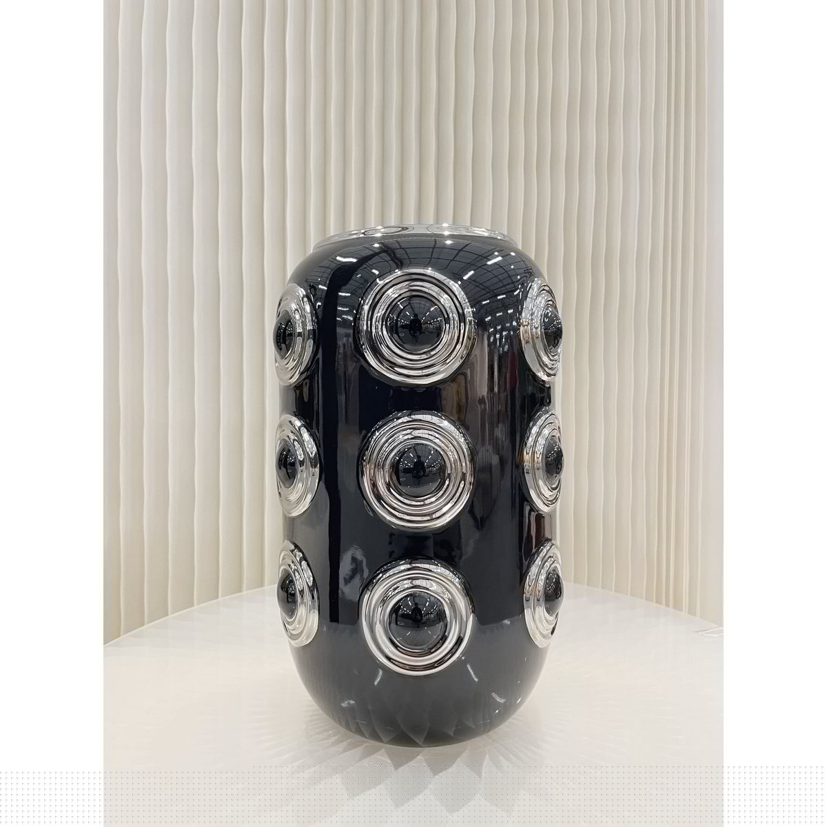 Witgouden vaas met 3 cirkels (CV11617-12ZWART zwart)