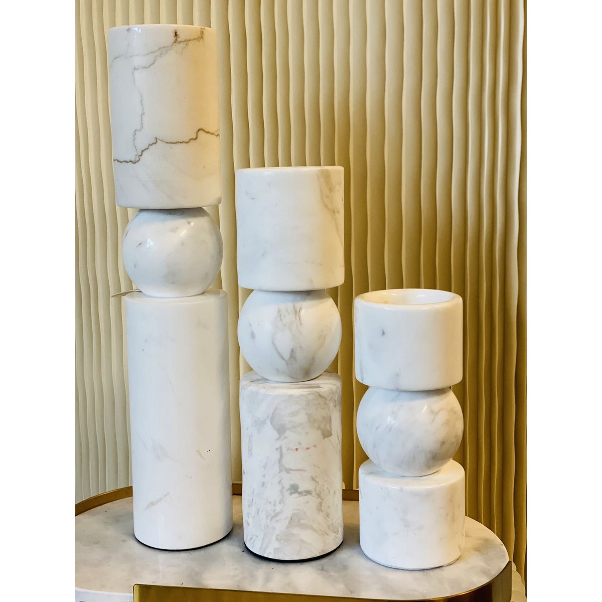 KANDELAAR | MARBLE | WHITE 3 SIZE