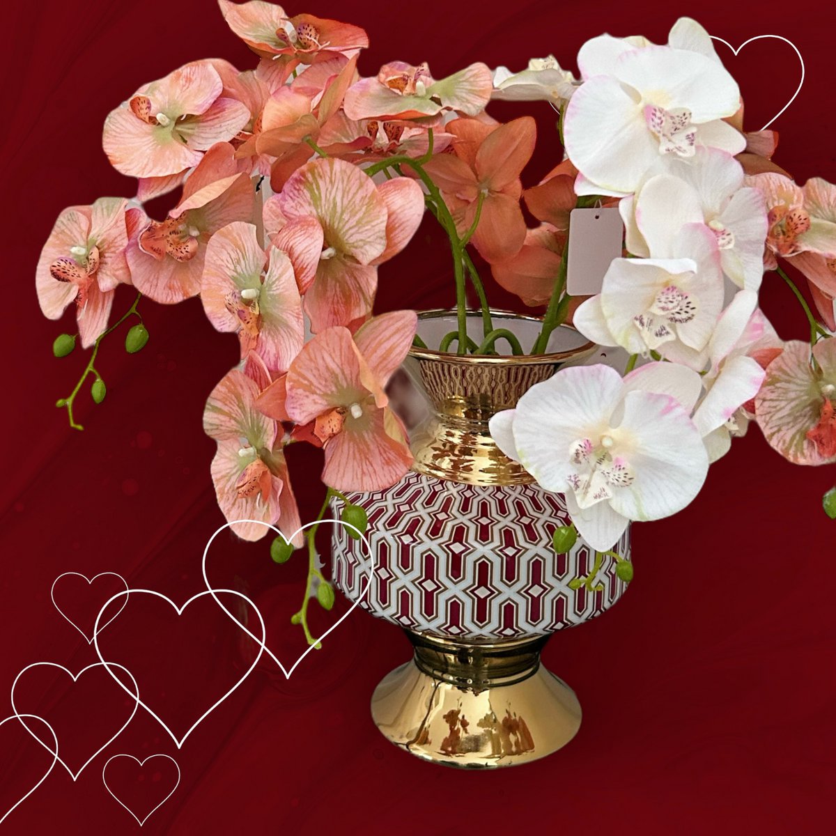 Nieuwe series. Een vaas en een boeket kunstbloemen