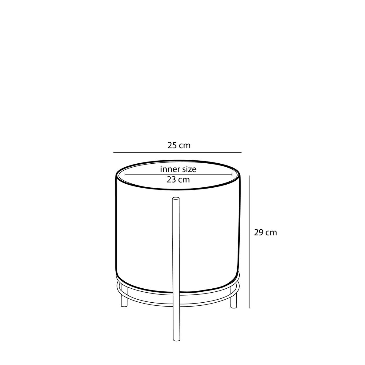 Sverre Bloempot op Standaard - H29 x Ø25 cm - Goud, Zwart