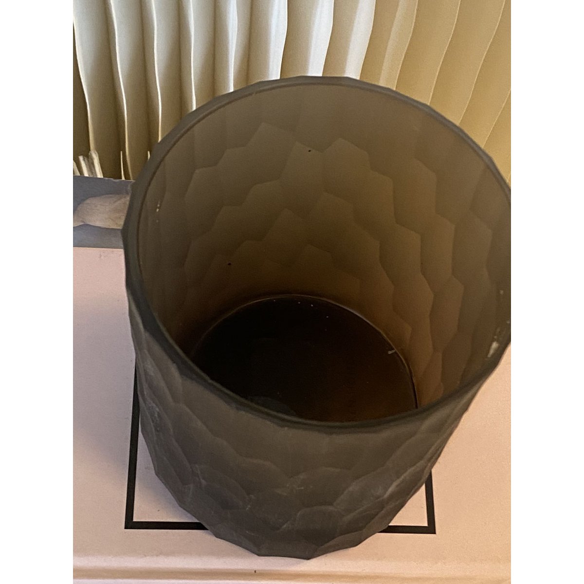 THEELICHTHOUDER (handgeslepen glazen pot)