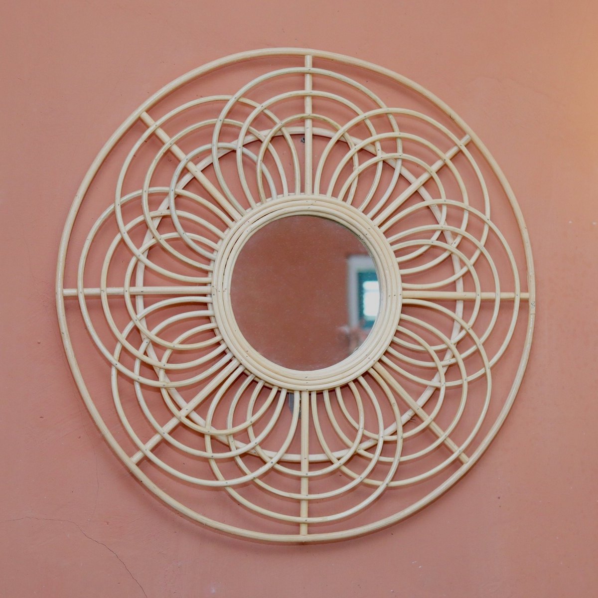 Ronde Rotan Spiegel 58 cm | Handgemaakte Boho Wandspiegel PUTUK