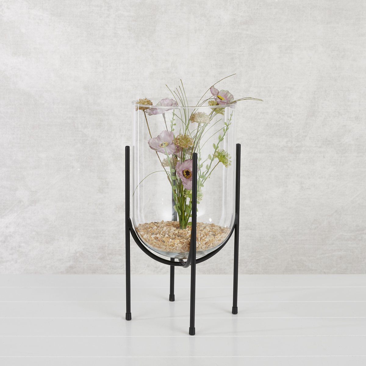 Jamey Vaas op Standaard - H40 x Ø22 cm - Transparant, Zwart