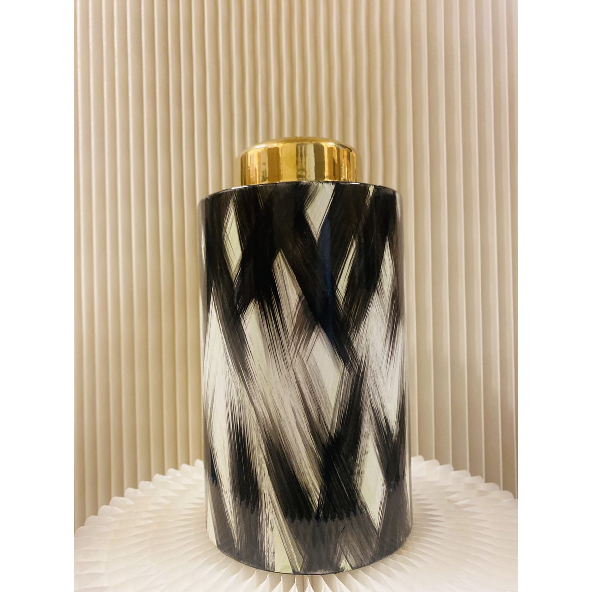 Keramiek Pot Klein 3232560 Klein Zwart wit goud