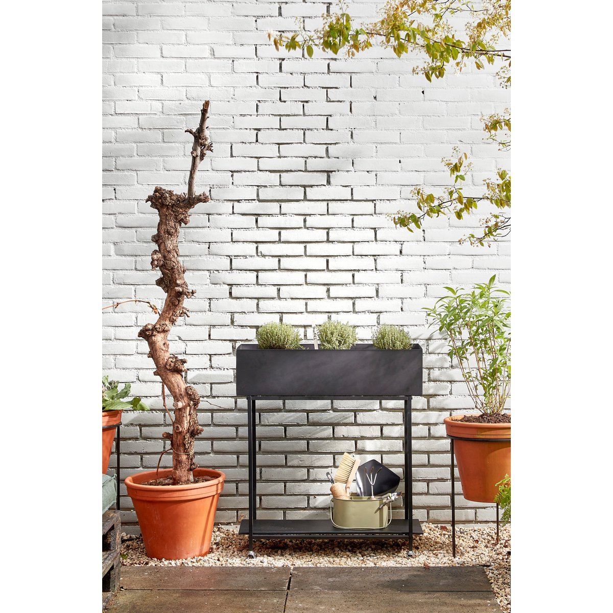 Greenrax Plantenstandaard - L70 x B29 x H94 cm - Metaal - Zwart
