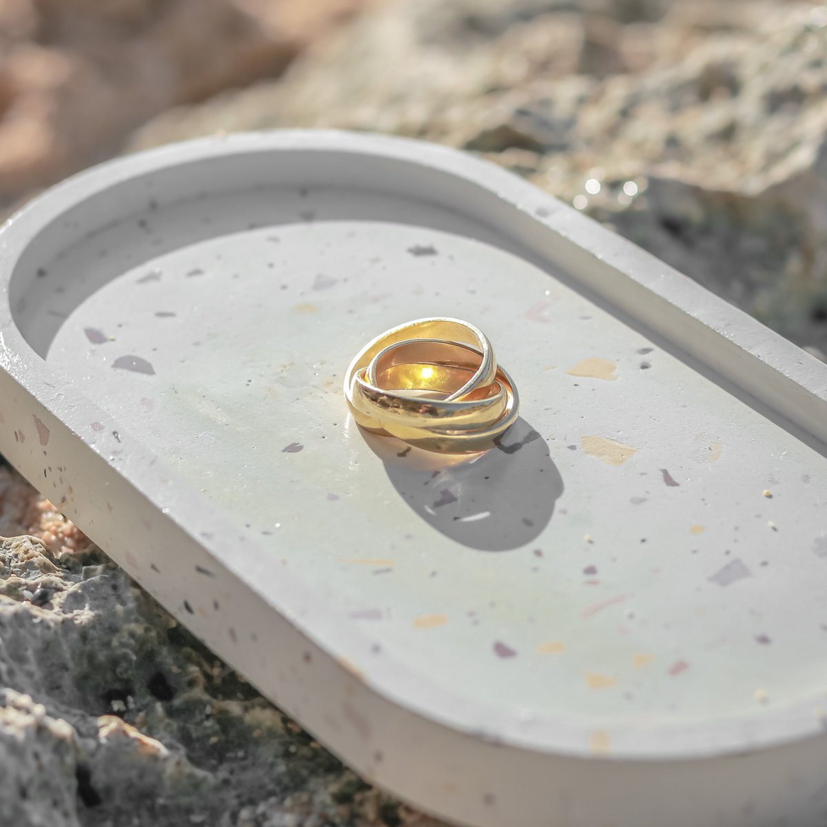 Minimalistische drievoudige ring 18k verguld - gouden ring 925 zilver goud vermeil - meerdere ring 3er ring brede speelring - BATUR