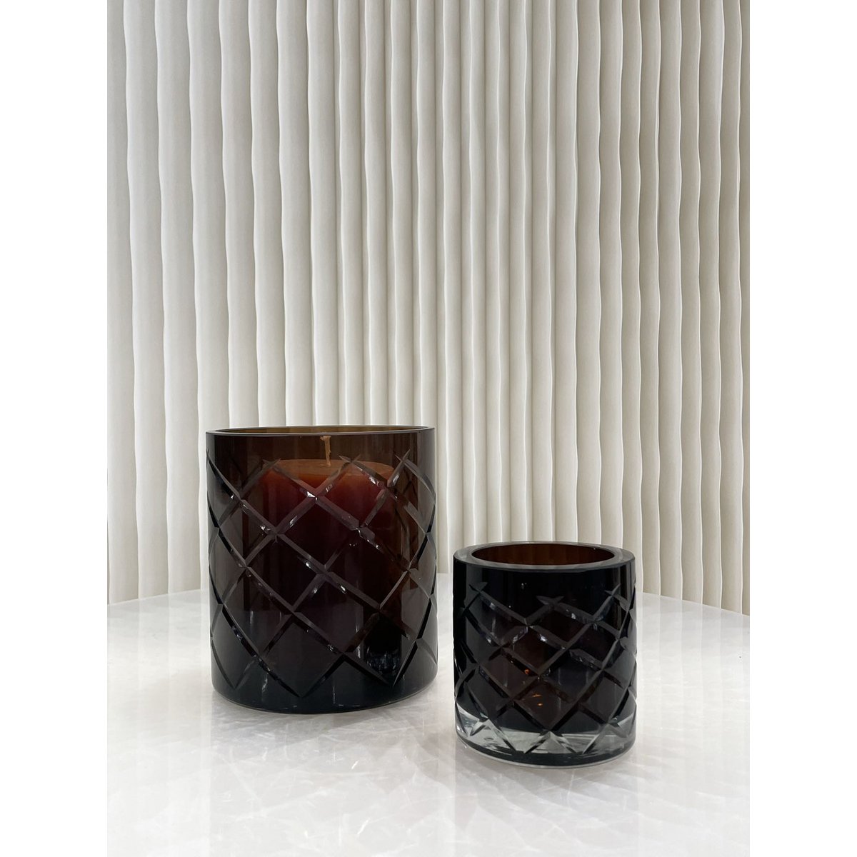 Hurricane Kristallen Lamp Windlicht Middelbruin (cc2101-140kristal-choc-middelgroot)