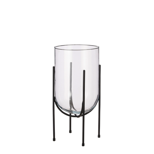 Jamey Vaas op Standaard - H40 x Ø22 cm - Transparant, Zwart