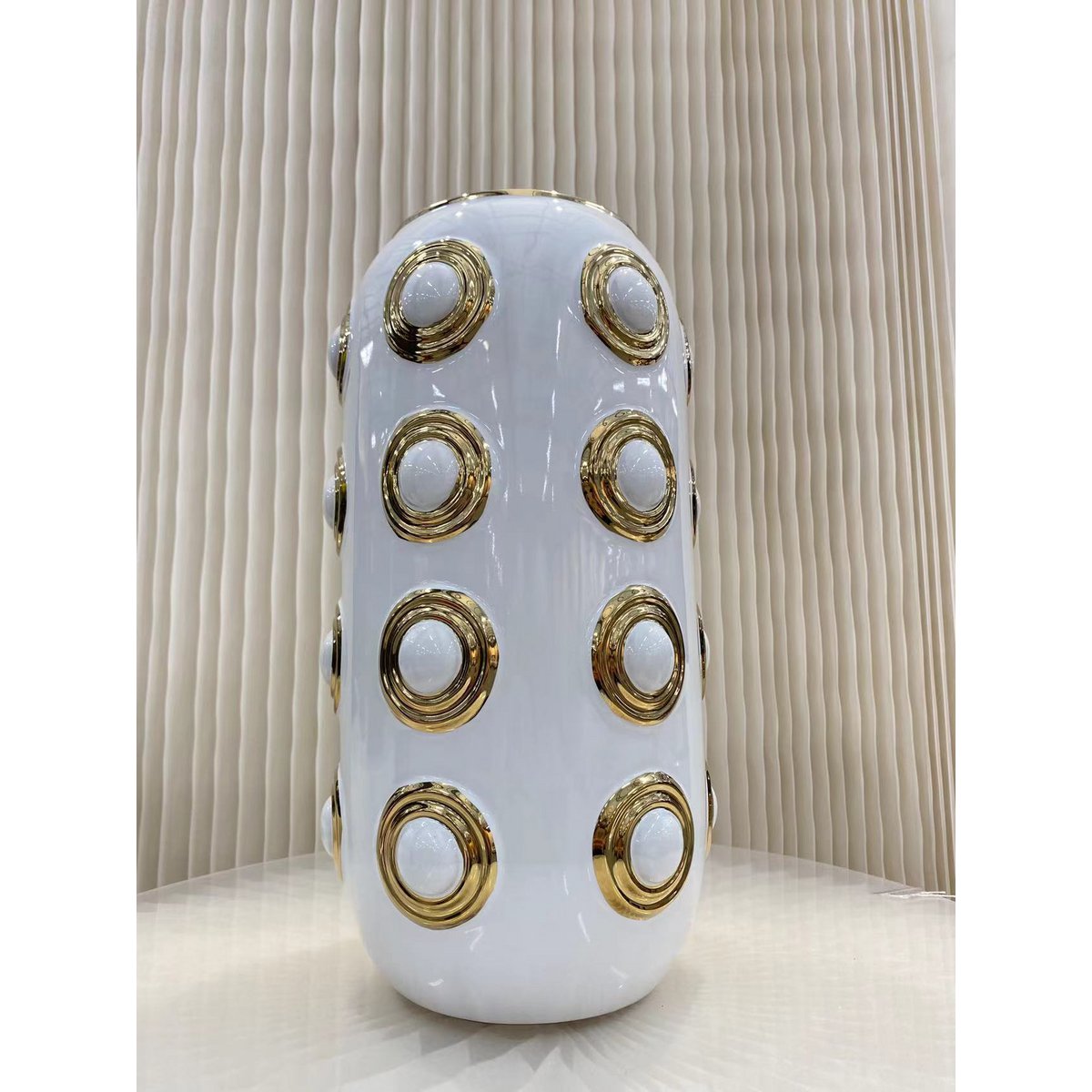 Gouden vaas met 4 cirkels | Decoratieve Vaas