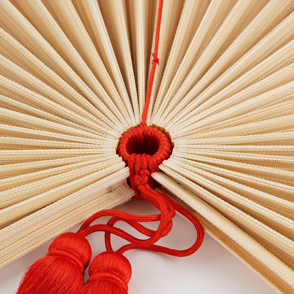 Muurdecoratie Waaier - L105 x B150 cm - Bamboe - Oranje