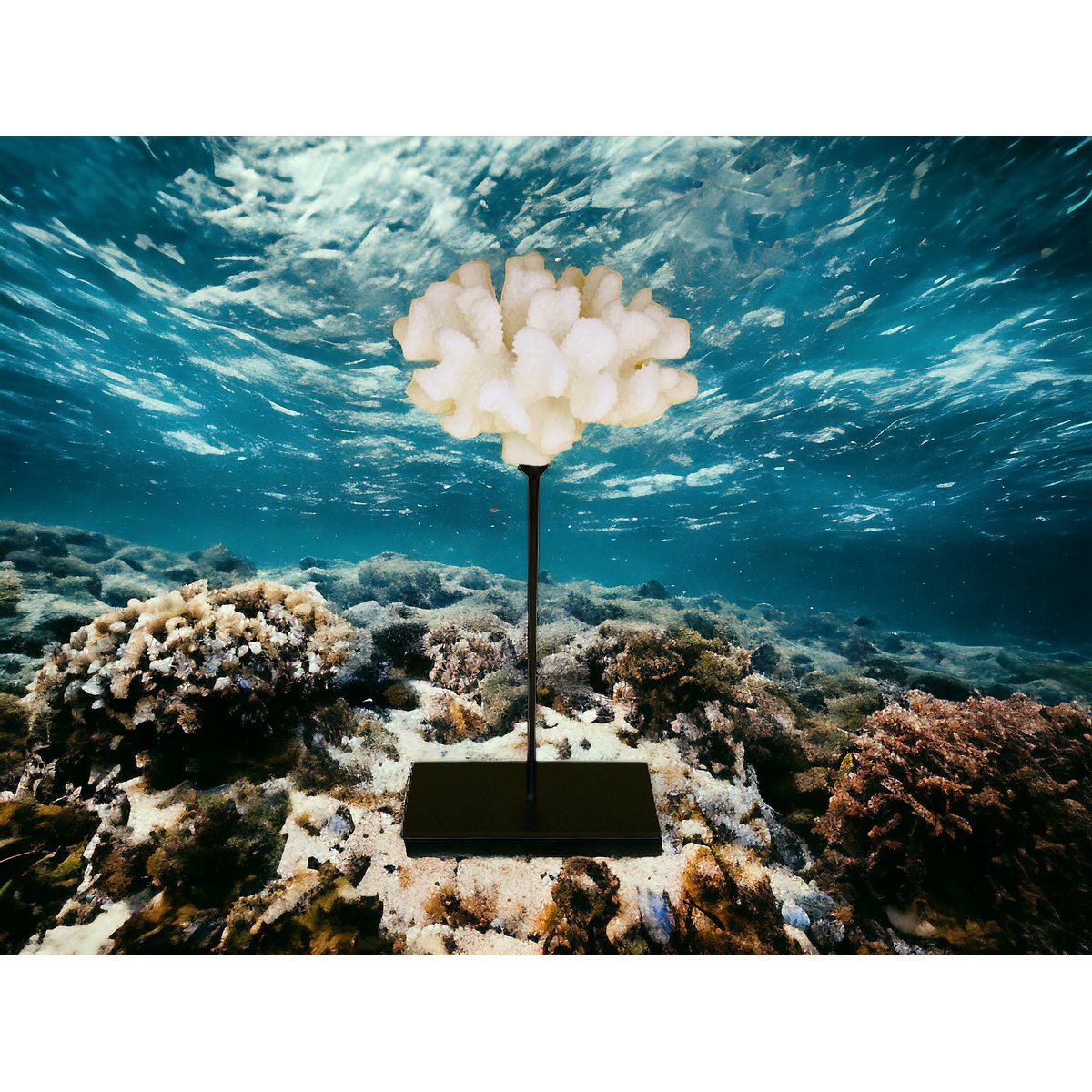 Koraalcollectie met metalen standaard - maat: H25cm B15cm D15cm