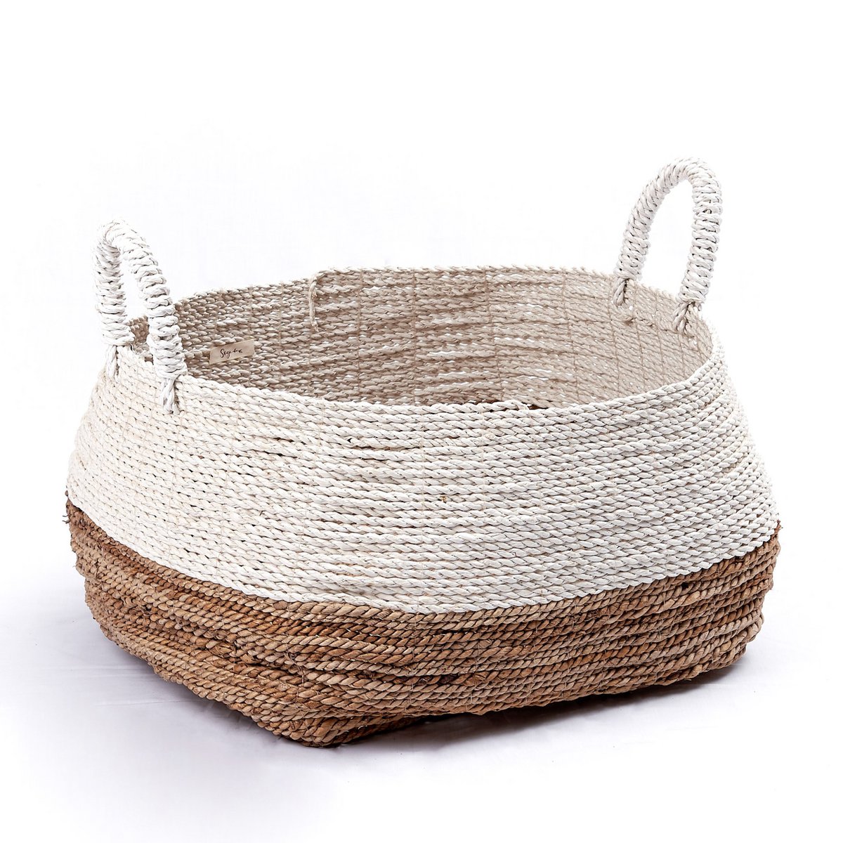 Opbergmand | Wasmand | Plantenmand MAJALENGKA (wit en naturel) gemaakt van bananenvezel (2 maten)