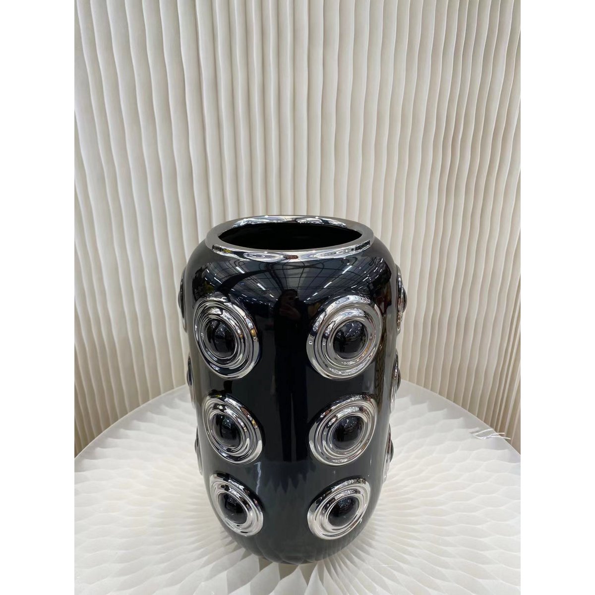 Witgouden vaas met 3 cirkels (CV11617-12ZWART zwart)