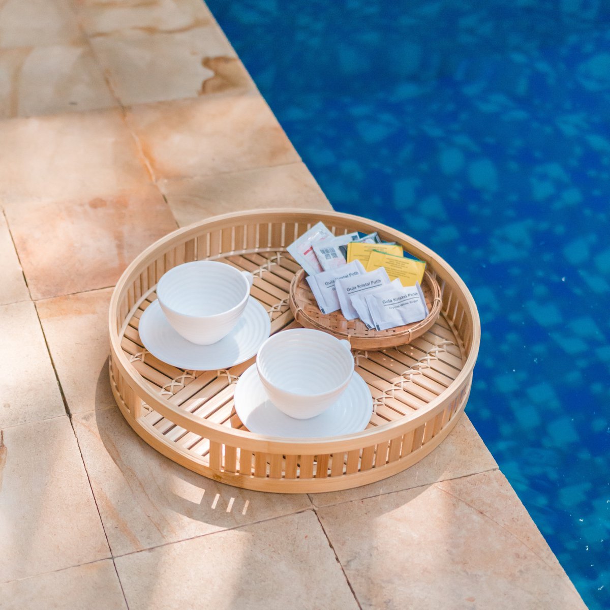 Decoratief Bamboe Dienblad Serveerblad Rond Ø 40 cm SENAYAN